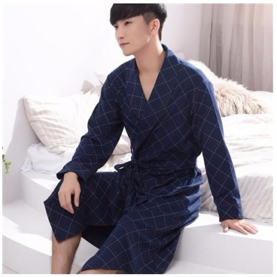 Ideamini情侣浴袍男士睡袍春秋长款棉长袖女秋天浴衣棉睡衣男装家居服