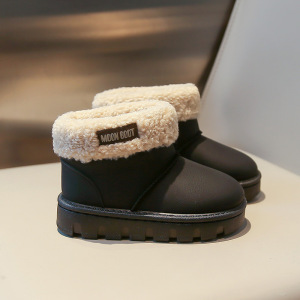 儿童雪地靴冬季新款加绒加厚保暖男女童棉鞋简约休闲小童短靴