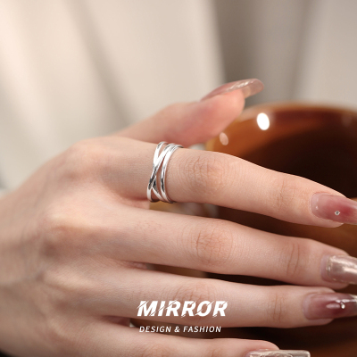 925纯银多层交叉戒指女指环尾戒小众潮时尚个性高级感轻奢送女朋友老婆情人节七夕生日礼物