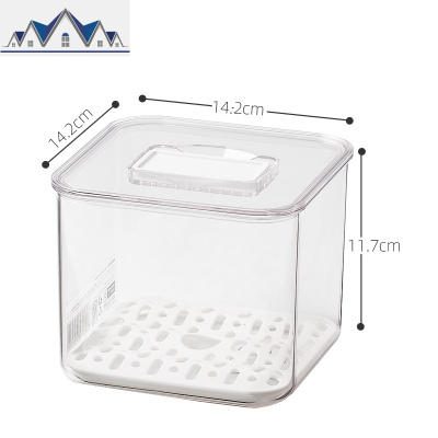 冰箱收纳盒厨房家用水果储物盒大容量长方形食品保鲜盒塑料整理盒 三维工匠