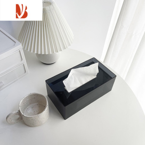 三维工匠ins风网红亚克力纸巾盒轻奢洗脸巾收纳盒下沉客厅餐巾抽纸盒定制 雾茶淡黑(纯净无印刷款) 沉盖式