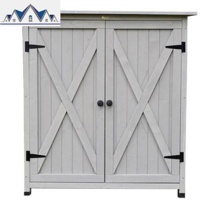 户外收纳柜工具杂物箱大多功能防雨实木庭院花园阳台铲子多层 三维工匠收纳箱