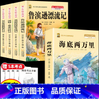 [5本]六下4本+海底两万里 [正版]鲁滨逊漂流记六年级下册必读的课外书快乐读书吧尼尔斯骑鹅旅行记爱丽丝梦游仙境原著完整