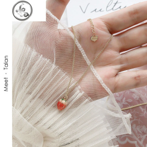 莓吊坠项链女锁骨链简约学生森系清新ins脖子饰品 网红颈链颈带 JiMi 小草莓项链