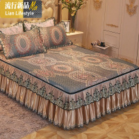 夏天床裙冰丝凉席三件套空调软席1.8m可水洗1.5米床折叠夏季席子 三维工匠凉席/凉枕