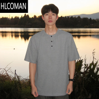 HLCOMANcleanfit亨利领短袖t恤男夏季美式潮牌宽松男生华夫格五分袖