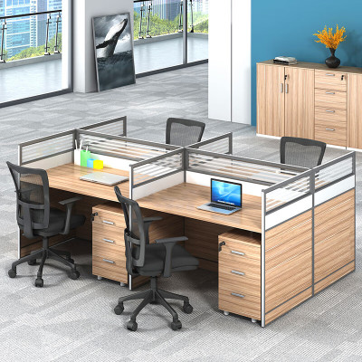域赢屏风办公桌职员办公桌员工桌工作位王字型4人位