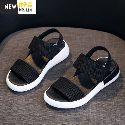 林先森运动凉鞋子女弹力2021夏季新款平底外穿鞋ins潮仙女风百搭罗马鞋凉鞋