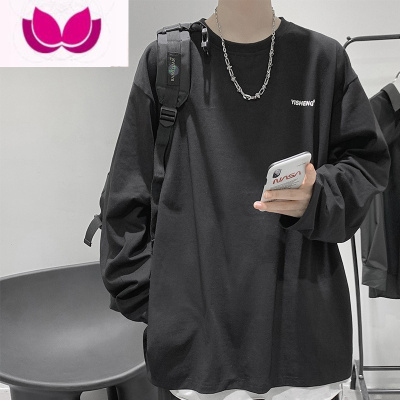 七斓@ 日系男生潮流宽松oversize长袖上衣秋季韩版打底T恤
