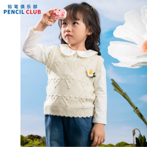 [1件3折]铅笔俱乐部童装2025秋装新款女小童针织背心儿童无袖毛衣宝宝百搭上衣