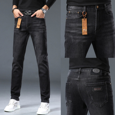 秋冬新款欧洲站轻奢潮牌牛仔裤弹力修身小直筒裤潮流百搭