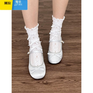 聚范痞老板女鞋百搭粗跟单鞋2023浅口圆头芭蕾鞋法式玛丽珍鞋