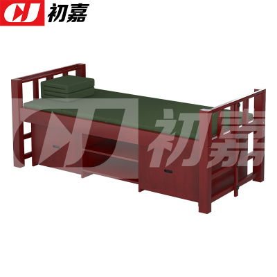 初嘉(CJ)单人床木质公寓床营区家具单人床含鞋架及底柜抽屉