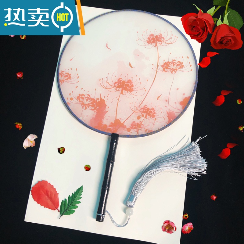 XIANCAI半透明古风装饰团扇舞蹈中国风女汉服小扇双面宫扇圆形扇子 半透明5号 直径21cm