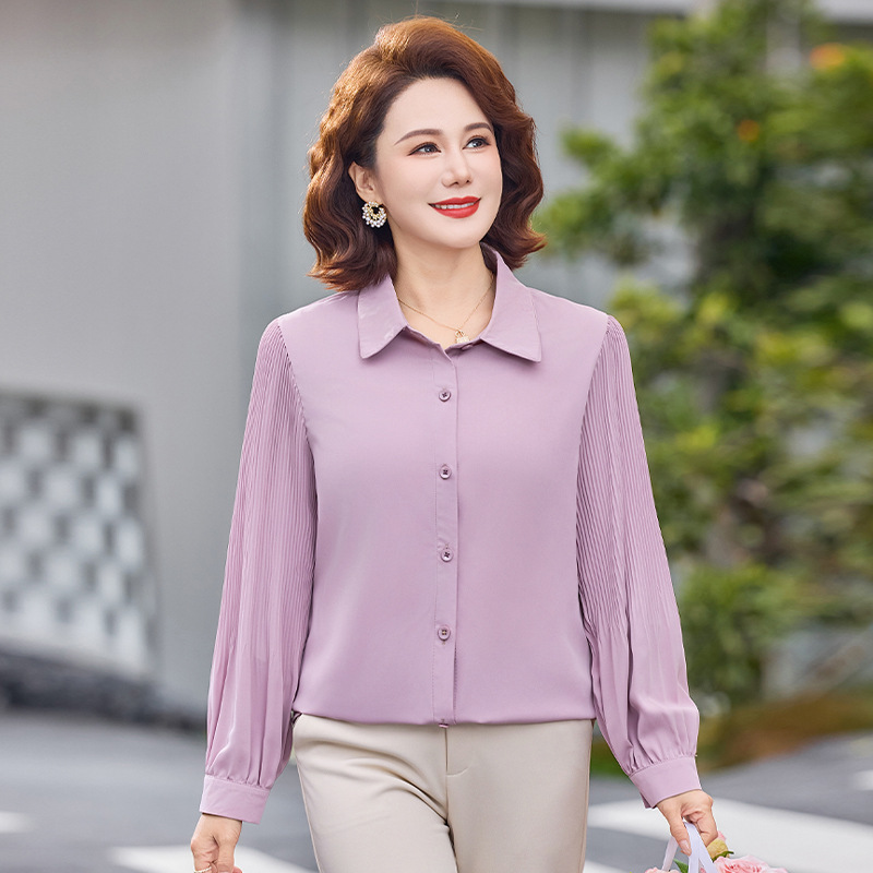 2026年女装中老年衬衫女大码宽松妈妈装上衣春装40-50-60岁衣服女
