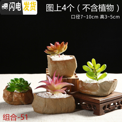 三维工匠多肉粗陶小号花盆陶瓷花盆肉肉塑料紫砂绿萝多肉植物花盆大号 花盆组合51 中等花盆容器