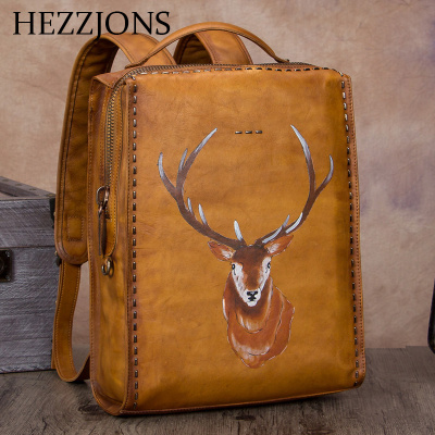 赫泽琼斯HEZZJONS2019新品双肩包男进口意大利牛皮旅行包青年时尚潮流复古出差电脑包奢侈品行李包