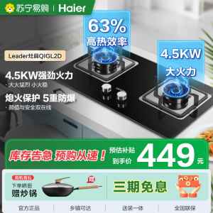 海尔智家统帅(leader)燃气灶JZT-QIGL2D 天然气4.5kW大火力台式嵌入式厨房家用双灶灶具双眼灶