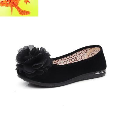 老北京布鞋子女式鞋大花平跟女单鞋低帮鞋女黑色工作鞋单鞋简畅休闲鞋