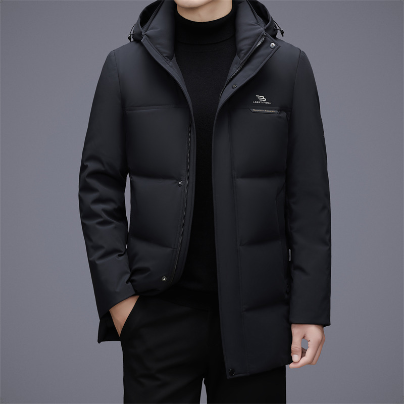 牛奶丝面料羽绒服男式外套秋冬新款中长加厚白鸭绒户外保暖羽绒服