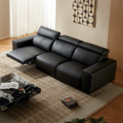全友家居大黑牛电动功能沙发新款客厅0靠墙直排真皮沙发