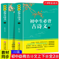 正版新书]初中生必背古诗文132篇 详解版(全2册)人教版文言文全