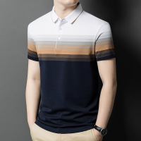 拼色短袖男式Polo衬衫领夏装中青年时尚休闲薄款T恤衫爸爸