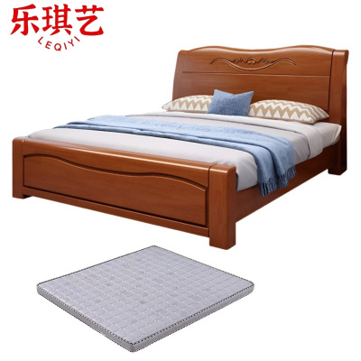 乐琪艺 实木单人床 1.8米+10公分床垫 套