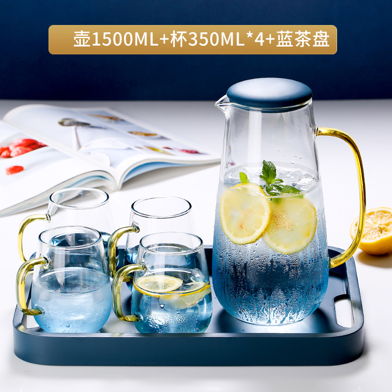 云石玻璃冷水壶凉水壶家用烘焙精灵大容量凉水杯耐热防爆凉茶果 云石