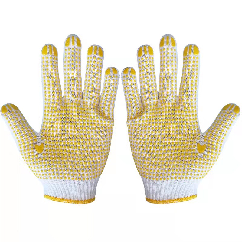 六羊纺 防滑棉线编织手套 点胶/副