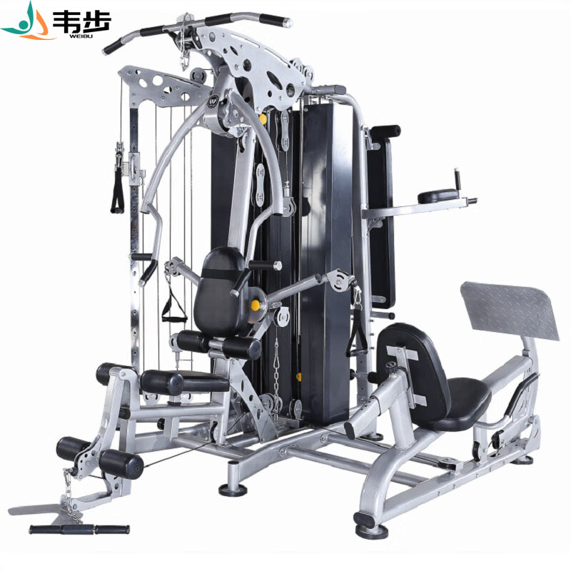 韦步WF-2017四人站综合训练器家用多功能健身房器材大型力量大飞鸟训练组合套装 WF-2017银黑色款