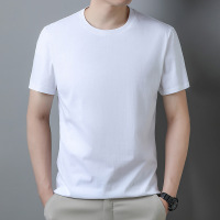 精梳棉薄款男装半袖纯色简约T恤男款打底衫白色短袖T恤男夏季纯棉