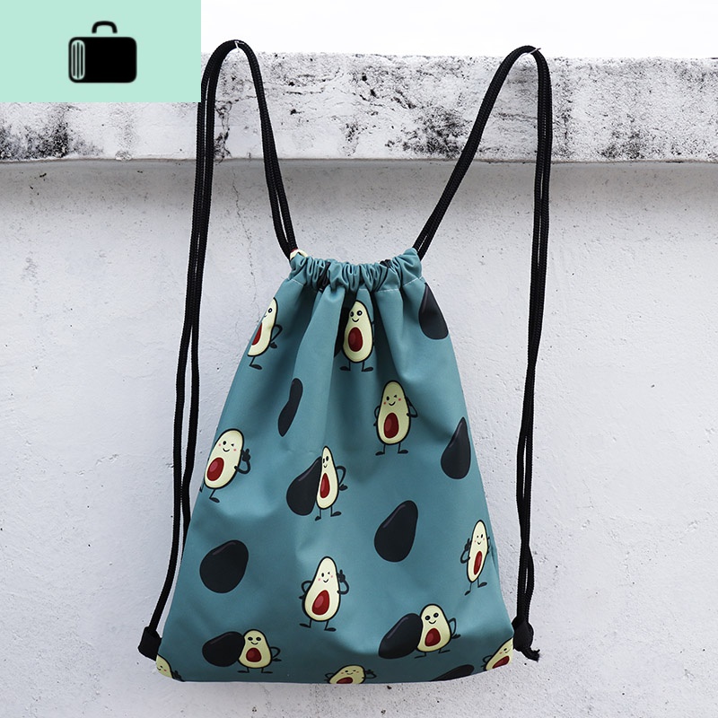 卡通抽绳防泼水双肩背包学生旅行登山运动大容量轻便束口袋男女NEW LAKE女士双肩包