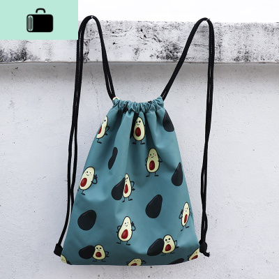 卡通抽绳防泼水双肩背包学生旅行登山运动大容量轻便束口袋男女NEW LAKE女士双肩包