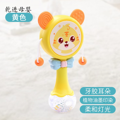 新品直营-婴儿玩具音乐拨浪鼓可啃咬儿童初生宝宝0-1岁波浪鼓手摇鼓棒2拨浪鼓黄-（买就送电池、螺丝刀）