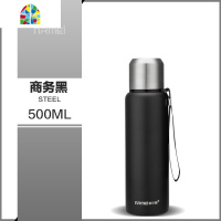 保温杯男 大容量户外便携316全不锈钢茶水分离泡茶水杯子 FENGHOU 商务黑1500ml(316不锈钢内胆)