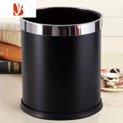 三维工匠304不锈钢垃圾桶商用酒店阻燃KTV户外家用双层卫生间客厅定制LOGO
