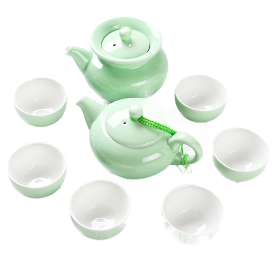 苏氏陶瓷（SUSHICERAMICS）青瓷茶具方栖陶瓷茶壶茶杯10头功夫茶具套装礼盒