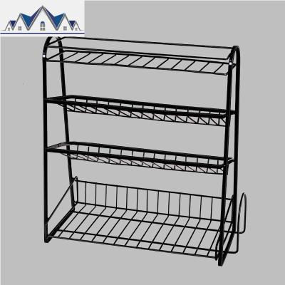 厨房用品调料架台面落地调味料架子收纳架铁艺四层斜面置物 三维工匠