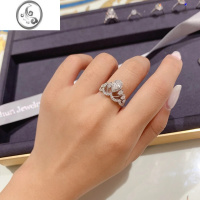 JiMivintage高级感轻奢ins水滴形钻石女戒指 满钻微镶锆石皇冠食指戒