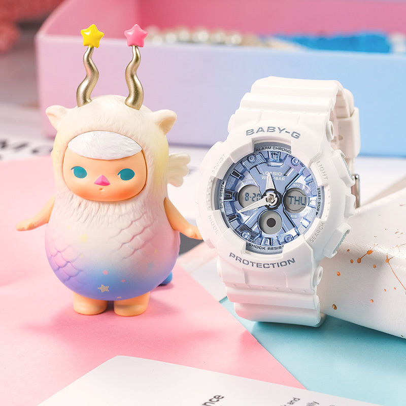 casio官方旗舰店卡西欧手表女BABY-G时尚防水运动潮流少女独角兽官方限量防震正品学生i日韩石英表女 BA-130