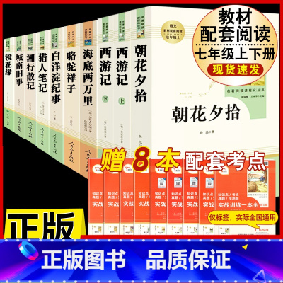 [人教版 10册]七年级上下册名著(含城南旧事) [正版]朝花夕拾鲁迅原著和西游记七年级上册必读的课外书老师推完整版无删