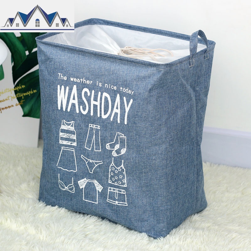 棉麻布艺家用特大号束口衣服收纳筐棉被打包袋防尘防潮衣柜整理箱 三维工匠收纳箱