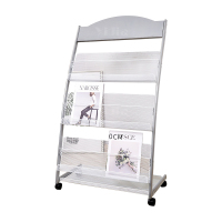 翌嘉YJ4122819 杂志架展示架报置物架收纳落地报纸报刊架 三层银色 630*360*1140