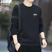 吉普JEEP卫衣男秋冬季新款长袖圆领T恤纯色大码加绒套头打底衫
