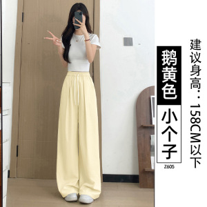 紫色速干运动裤女夏2026新款薄款小个子宽松慵懒直筒冰丝阔腿长裤