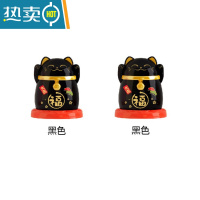 敬平猫牙签筒个性创意可爱卡通塑料牙签盒罐客厅饭店餐厅家用摆件 猫牙签筒(2个装)黑色送牙签500