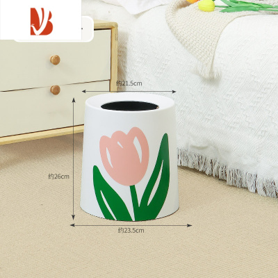 三维工匠郁金香垃圾桶家用客厅卧室厨房厕所卫生间大容量办公室带双层纸篓