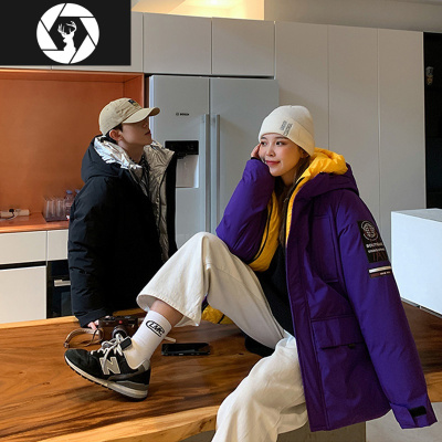 HongZun贴标假两件棉衣男冬季加厚潮牌港风棉服情侣装2020年新款棉袄外套棉衣