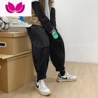 七斓工装裤男士裤子美式潮牌阔腿休闲裤直筒宽松大码束脚哈伦裤